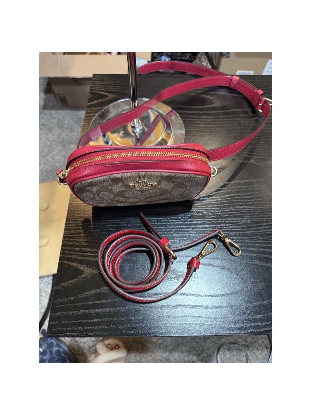Coach Convertible Belt Bag in Signature Canvas Red - Picture 2 of 12